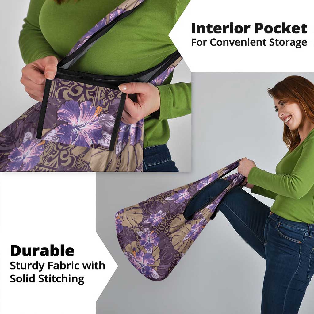 Hawaii Grocery Bag Purple Polynesian Monstera Patterns - Polynesian Pride