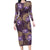 Hawaii Long Sleeve Bodycon Dress Purple Polynesian Monstera Patterns - Polynesian Pride