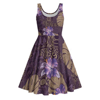 Hawaii Midi Dress Purple Polynesian Monstera Patterns DT05 Purple - Polynesian Pride