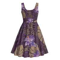 Hawaii Midi Dress Purple Polynesian Monstera Patterns DT05 - Polynesian Pride