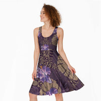 Hawaii Midi Dress Purple Polynesian Monstera Patterns DT05 - Polynesian Pride