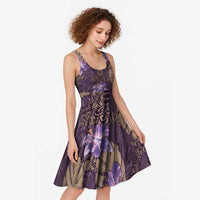 Hawaii Midi Dress Purple Polynesian Monstera Patterns DT05 - Polynesian Pride