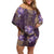 Hawaii Off Shoulder Short Dress Purple Polynesian Monstera Patterns - Polynesian Pride