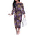 Hawaii Off The Shoulder Long Sleeve Dress Purple Polynesian Monstera Patterns - Polynesian Pride