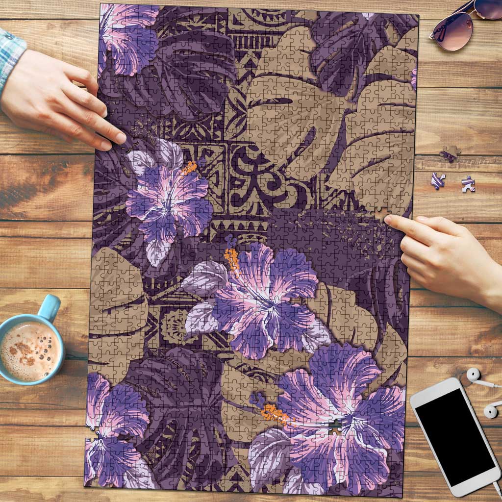 Hawaii Puzzle Purple Polynesian Monstera Patterns - Polynesian Pride