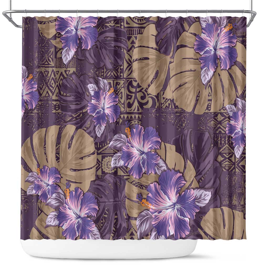 Hawaii Shower Curtain Purple Polynesian Monstera Patterns DT05 Purple - Polynesian Pride