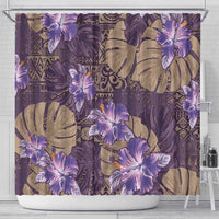 Hawaii Shower Curtain Purple Polynesian Monstera Patterns DT05 - Polynesian Pride