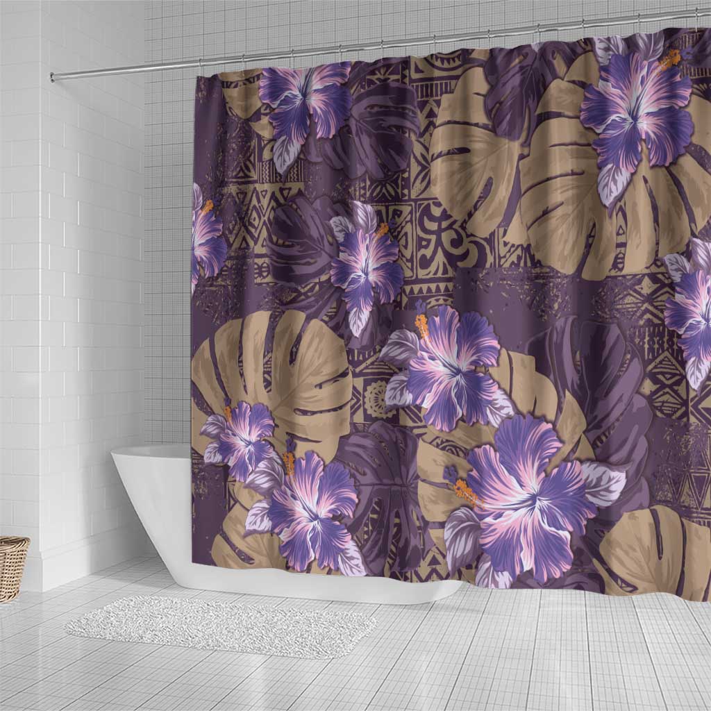 Hawaii Shower Curtain Purple Polynesian Monstera Patterns DT05 - Polynesian Pride