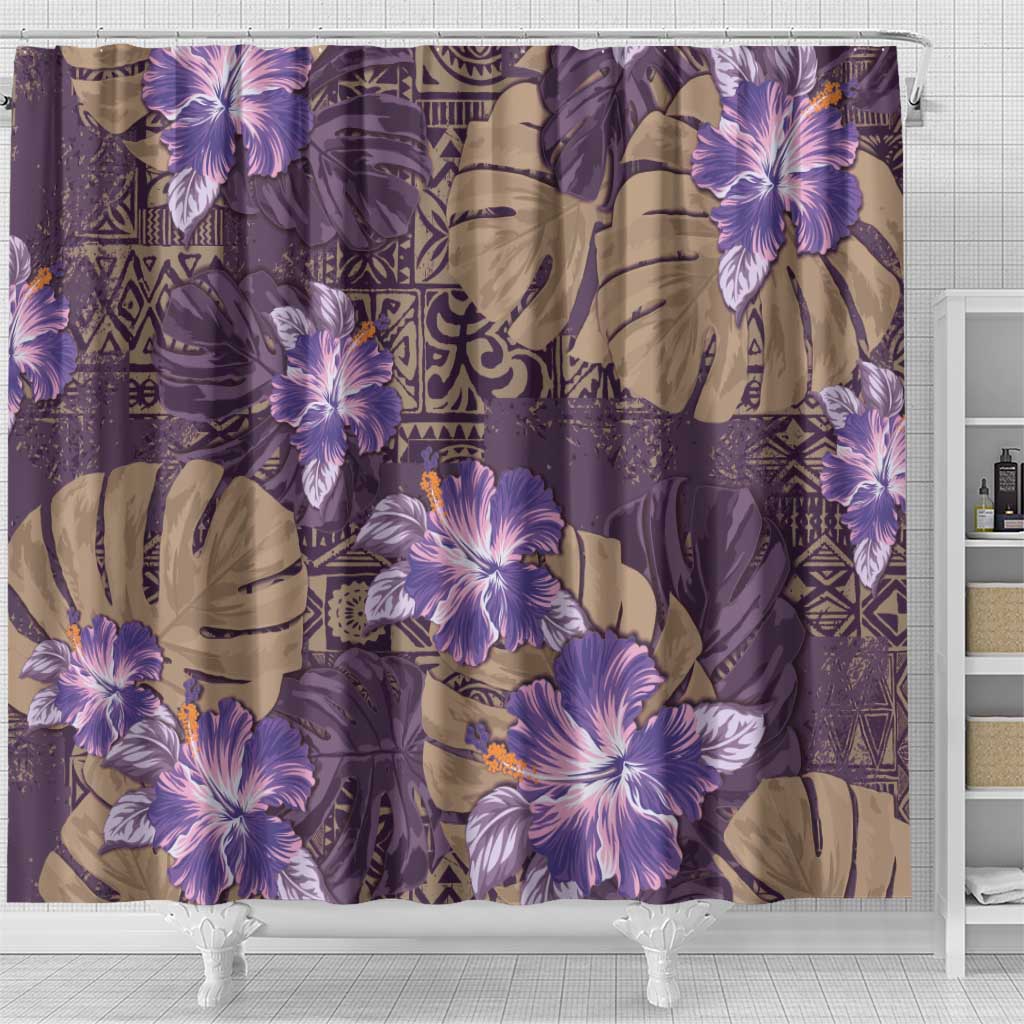 Hawaii Shower Curtain Purple Polynesian Monstera Patterns DT05 - Polynesian Pride