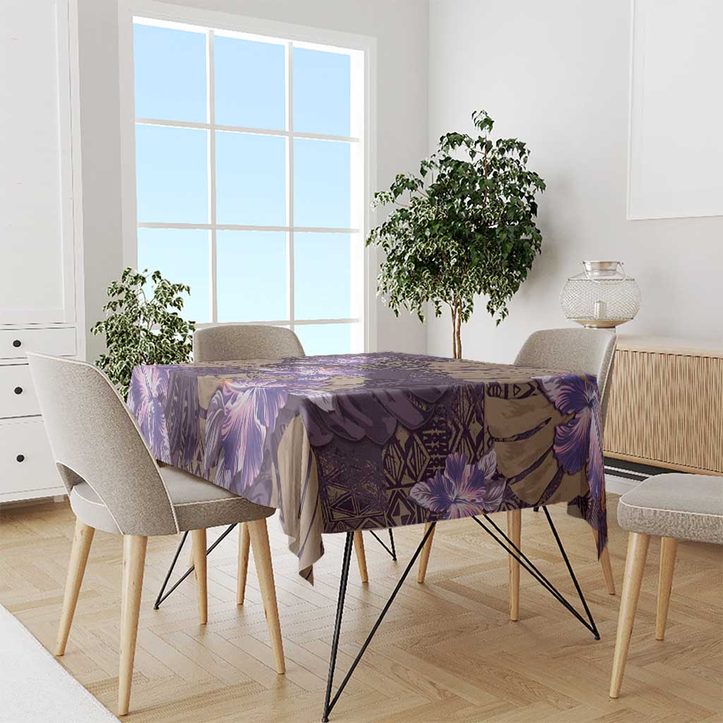 Hawaii Tablecloth Purple Polynesian Monstera Patterns - Polynesian Pride