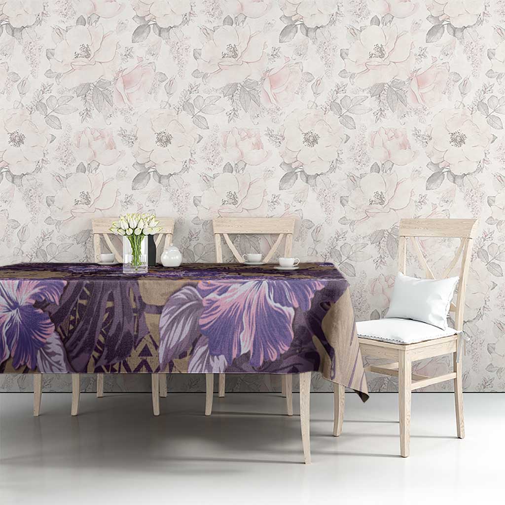 Hawaii Tablecloth Purple Polynesian Monstera Patterns - Polynesian Pride
