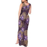 Hawaii Tank Maxi Dress Purple Polynesian Monstera Patterns - Polynesian Pride