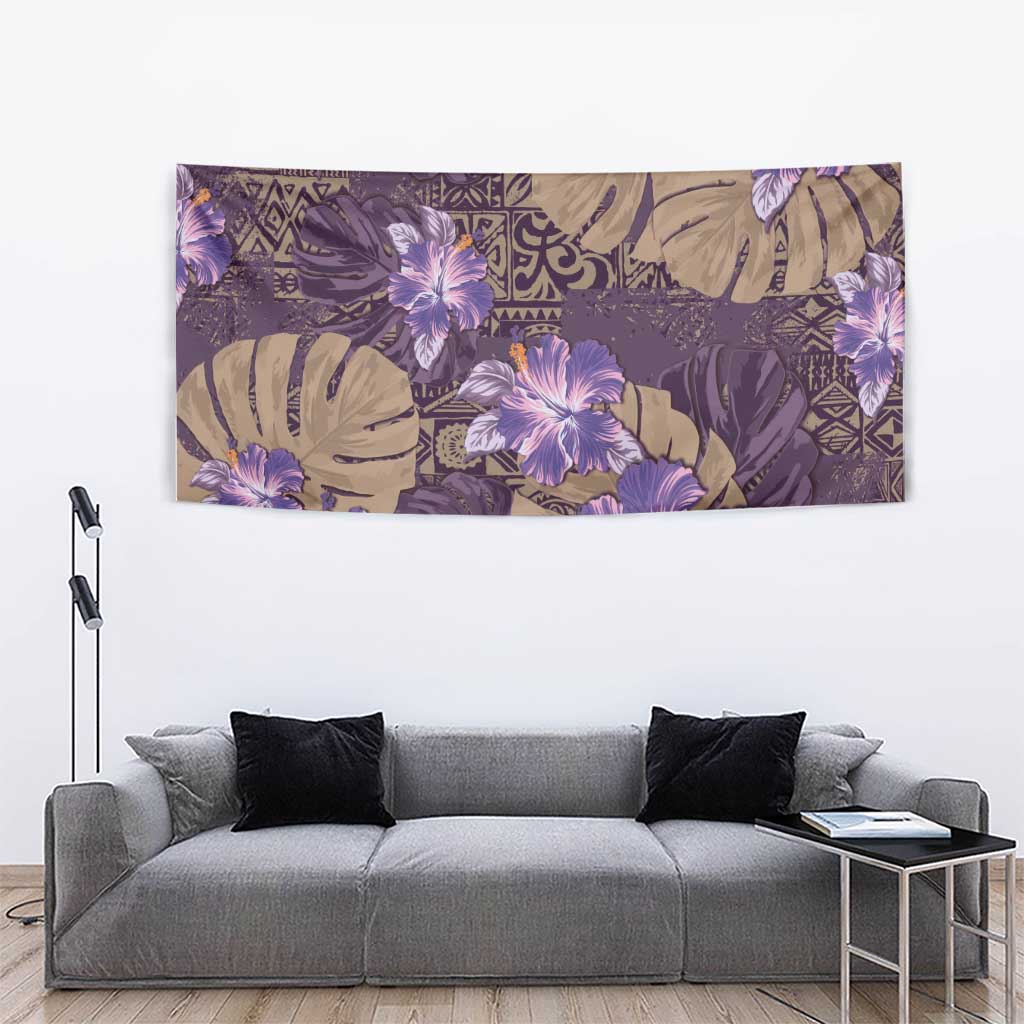 Hawaii Tapestry Purple Polynesian Monstera Patterns - Polynesian Pride