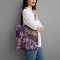 Hawaii Tote Bag Purple Polynesian Monstera Patterns - Polynesian Pride