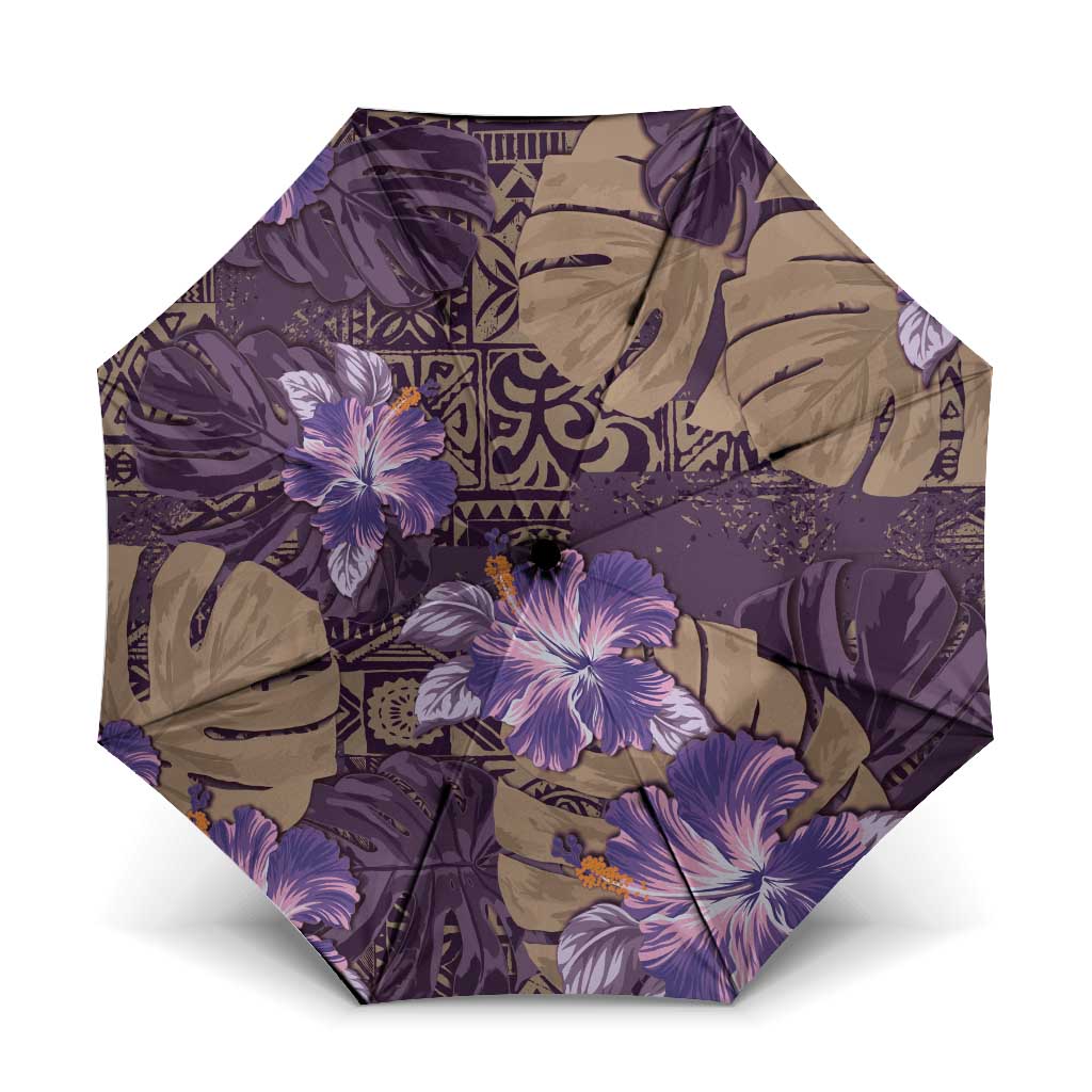 Hawaii Umbrella Purple Polynesian Monstera Patterns - Polynesian Pride