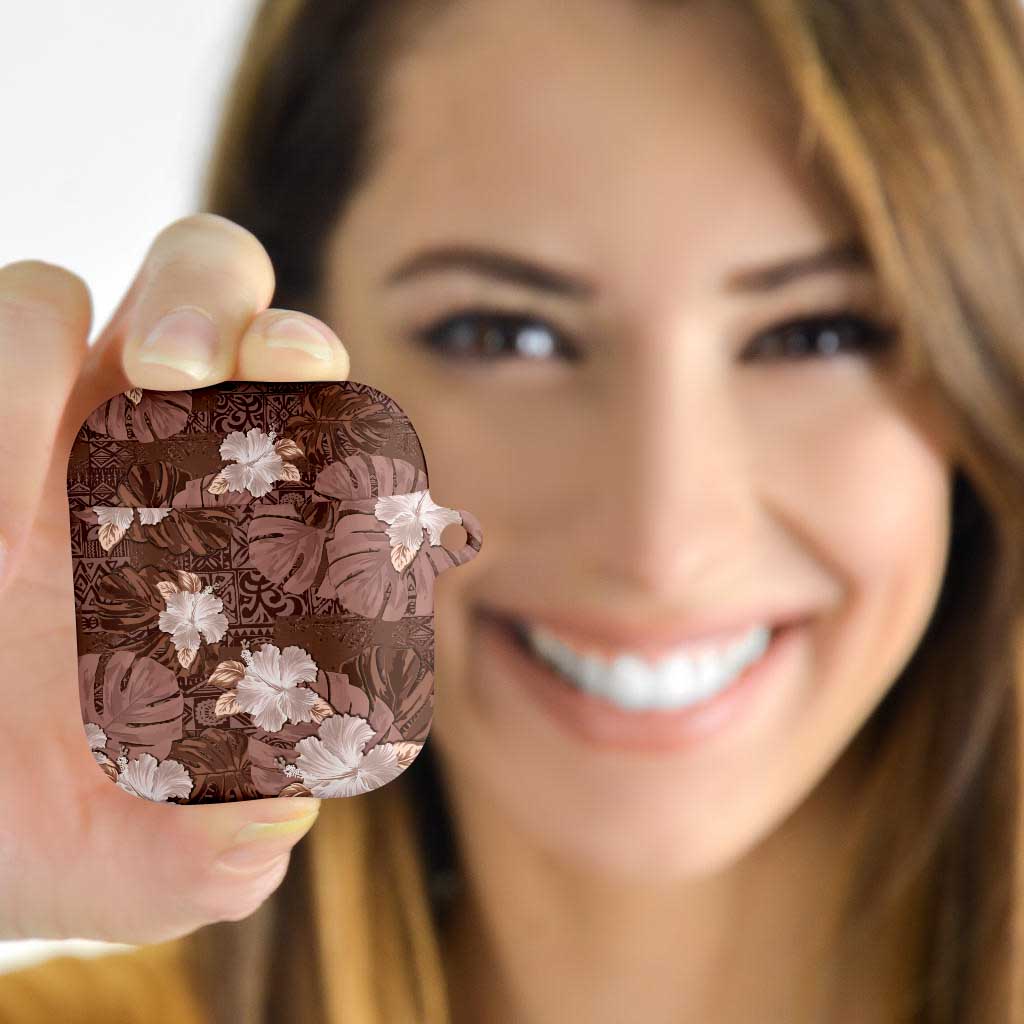 Hawaii AirPods Case Brown Polynesian Monstera Patterns - Polynesian Pride