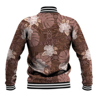Hawaii Baseball Jacket Brown Polynesian Monstera Patterns - Polynesian Pride