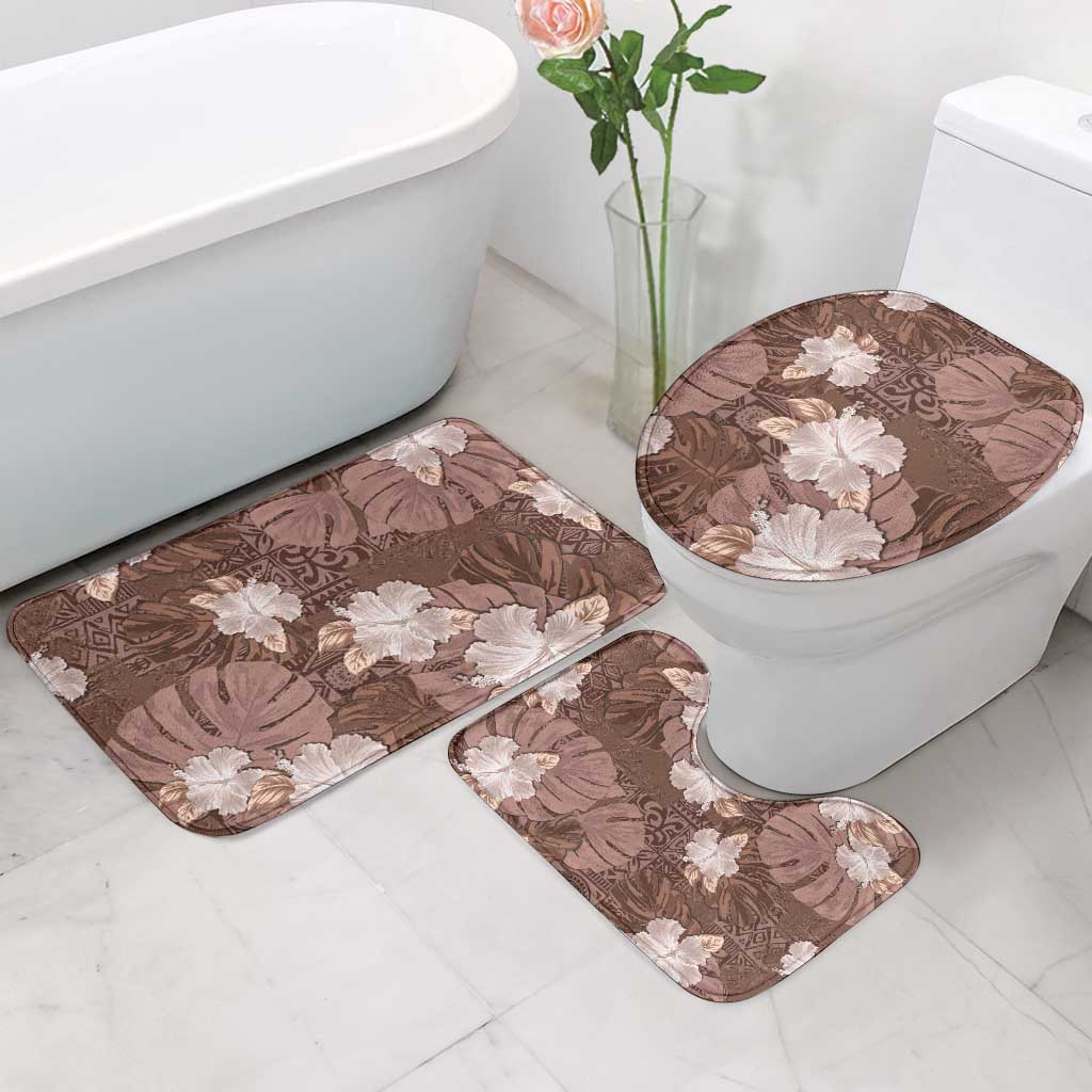 Hawaii Bathroom Set Brown Polynesian Monstera Patterns - Polynesian Pride