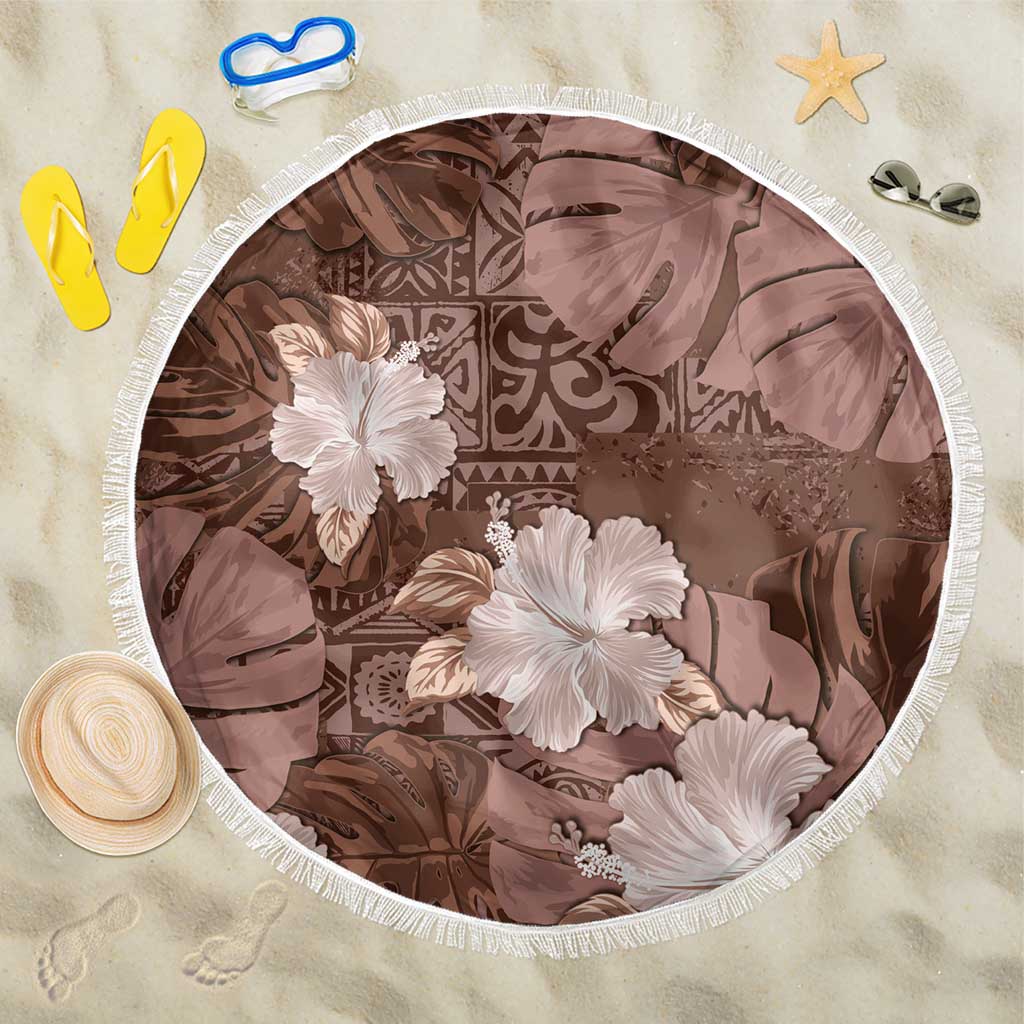 Hawaii Beach Blanket Brown Polynesian Monstera Patterns - Polynesian Pride