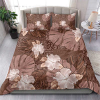 Hawaii Bedding Set Brown Polynesian Monstera Patterns - Polynesian Pride