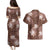 Hawaii Couples Matching Puletasi and Hawaiian Shirt Brown Polynesian Monstera Patterns - Polynesian Pride