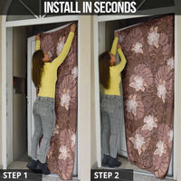 Hawaii Door Cover Brown Polynesian Monstera Patterns - Polynesian Pride