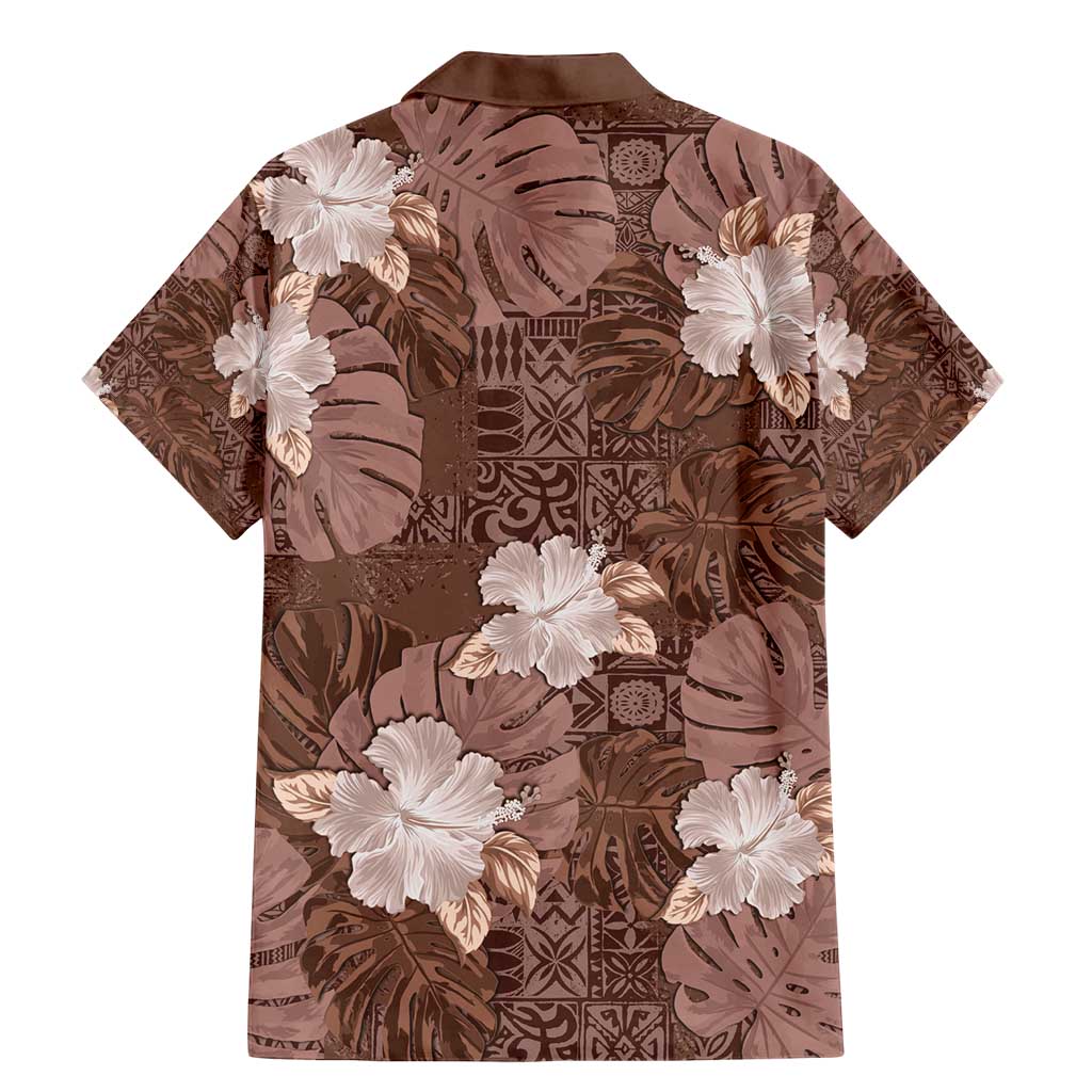 Hawaii Family Matching Mermaid Dress and Hawaiian Shirt Brown Polynesian Monstera Patterns - Polynesian Pride