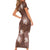 Hawaii Family Matching Short Sleeve Bodycon Dress and Hawaiian Shirt Brown Polynesian Monstera Patterns - Polynesian Pride