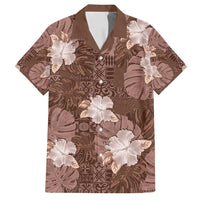Hawaii Family Matching Summer Maxi Dress and Hawaiian Shirt Brown Polynesian Monstera Patterns DT05 Dad's Shirt - Short Sleeve Brown - Polynesian Pride