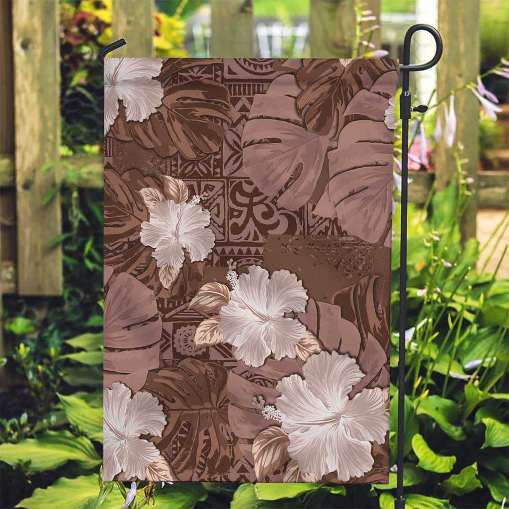Hawaii Garden Flag Brown Polynesian Monstera Patterns - Polynesian Pride