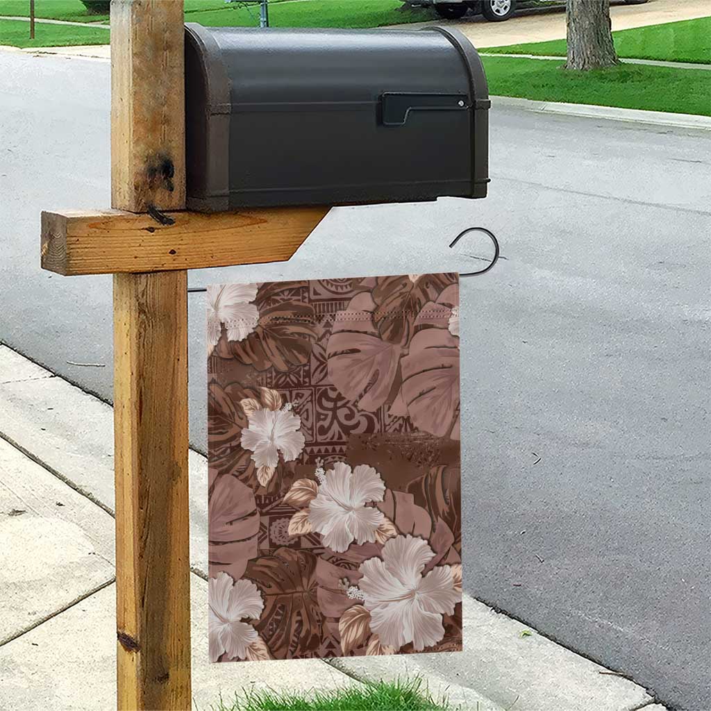 Hawaii Garden Flag Brown Polynesian Monstera Patterns - Polynesian Pride