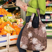 Hawaii Grocery Bag Brown Polynesian Monstera Patterns - Polynesian Pride