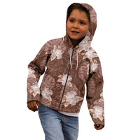 Hawaii Kid Hoodie Brown Polynesian Monstera Patterns - Polynesian Pride
