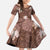 Hawaii Kid Short Sleeve Dress Brown Polynesian Monstera Patterns - Polynesian Pride