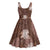 Hawaii Midi Dress Brown Polynesian Monstera Patterns - Polynesian Pride