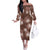Hawaii Off The Shoulder Long Sleeve Dress Brown Polynesian Monstera Patterns - Polynesian Pride