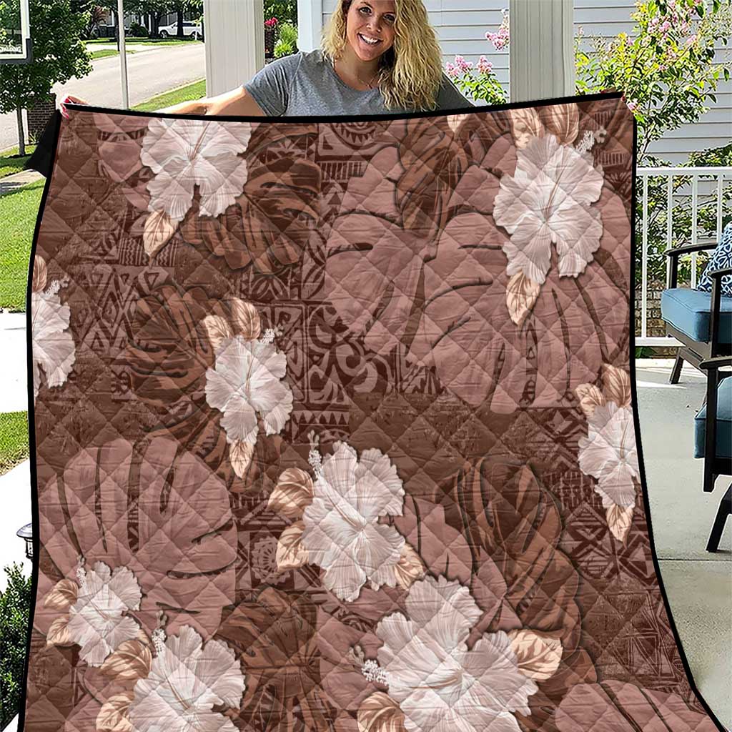 Hawaii Quilt Brown Polynesian Monstera Patterns - Polynesian Pride