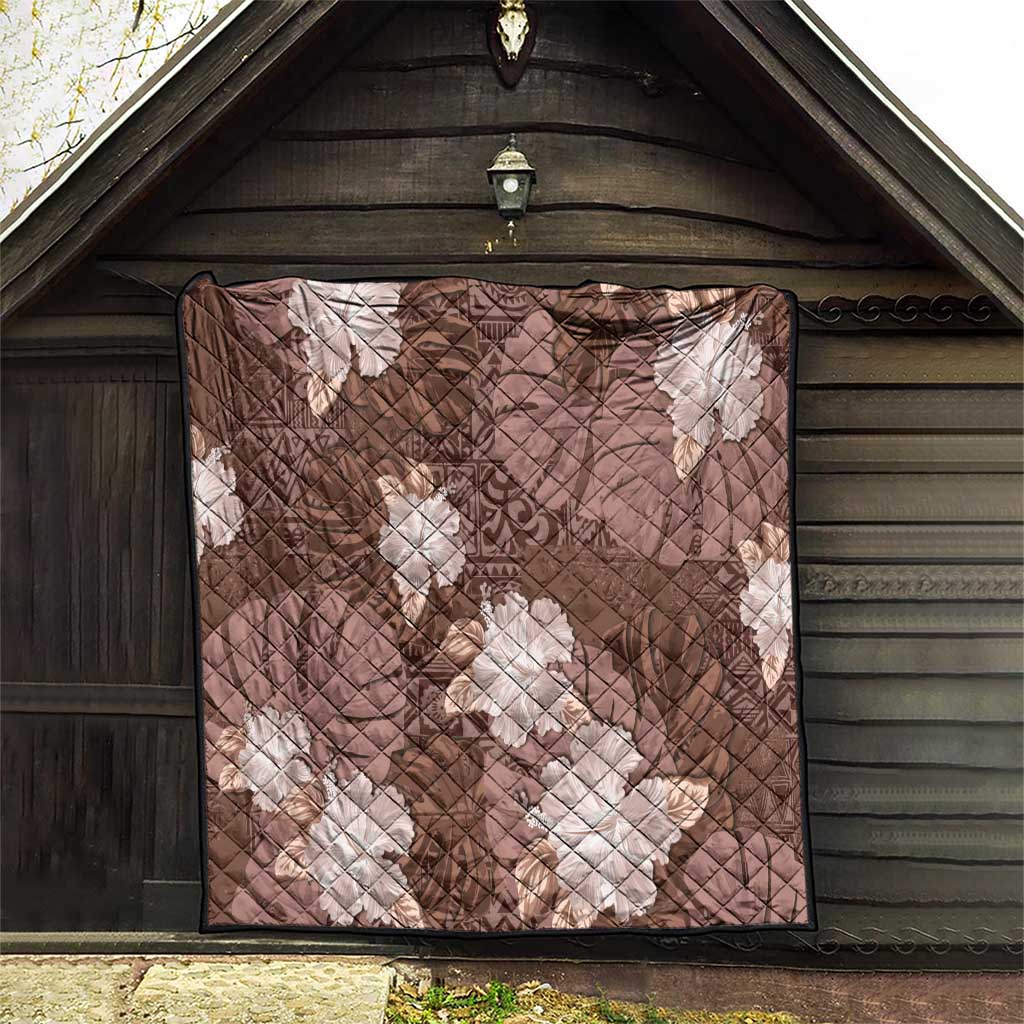 Hawaii Quilt Brown Polynesian Monstera Patterns - Polynesian Pride