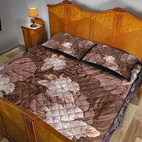 Hawaii Quilt Bed Set Brown Polynesian Monstera Patterns - Polynesian Pride