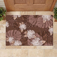 Hawaii Rubber Doormat Brown Polynesian Monstera Patterns - Polynesian Pride