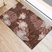 Hawaii Rubber Doormat Brown Polynesian Monstera Patterns - Polynesian Pride