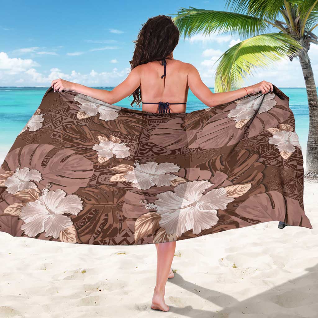 Hawaii Sarong Brown Polynesian Monstera Patterns - Polynesian Pride