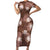 Hawaii Short Sleeve Bodycon Dress Brown Polynesian Monstera Patterns - Polynesian Pride