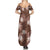 Hawaii Summer Maxi Dress Brown Polynesian Monstera Patterns - Polynesian Pride