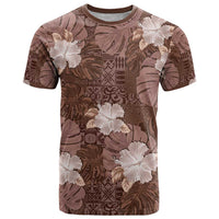 Hawaii T Shirt Brown Polynesian Monstera Patterns - Polynesian Pride