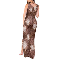 Hawaii Tank Maxi Dress Brown Polynesian Monstera Patterns - Polynesian Pride