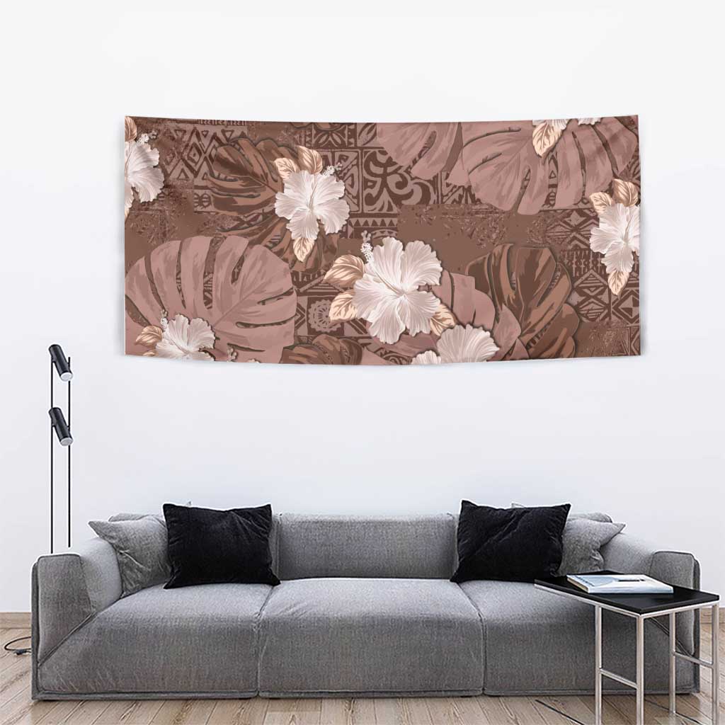Hawaii Tapestry Brown Polynesian Monstera Patterns - Polynesian Pride