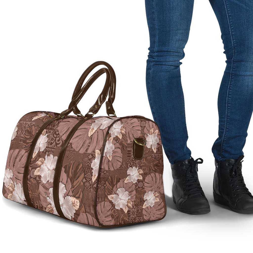 Hawaii Travel Bag Brown Polynesian Monstera Patterns - Polynesian Pride