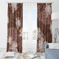 Hawaii Window Curtain Brown Polynesian Monstera Patterns - Polynesian Pride