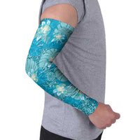 Hawaii Arm Sleeves Teal Polynesian Monstera Patterns - Polynesian Pride